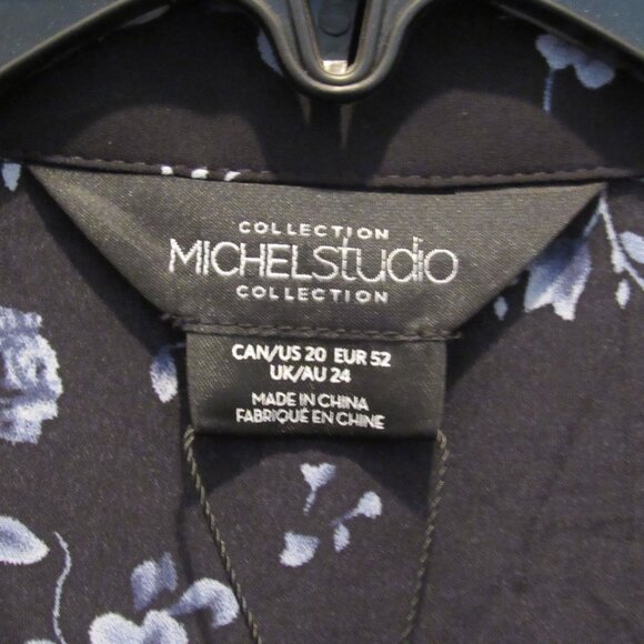 Michel Studio Collection Floral Blouse Sz 20 Long Sleeve Sheer Black Blue NWT - Picture 5 of 8